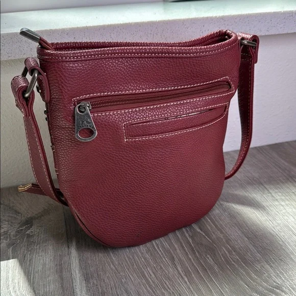 Montana West Red Crossbody Bag with Ornate Silver Accents - Picture 2 of 5